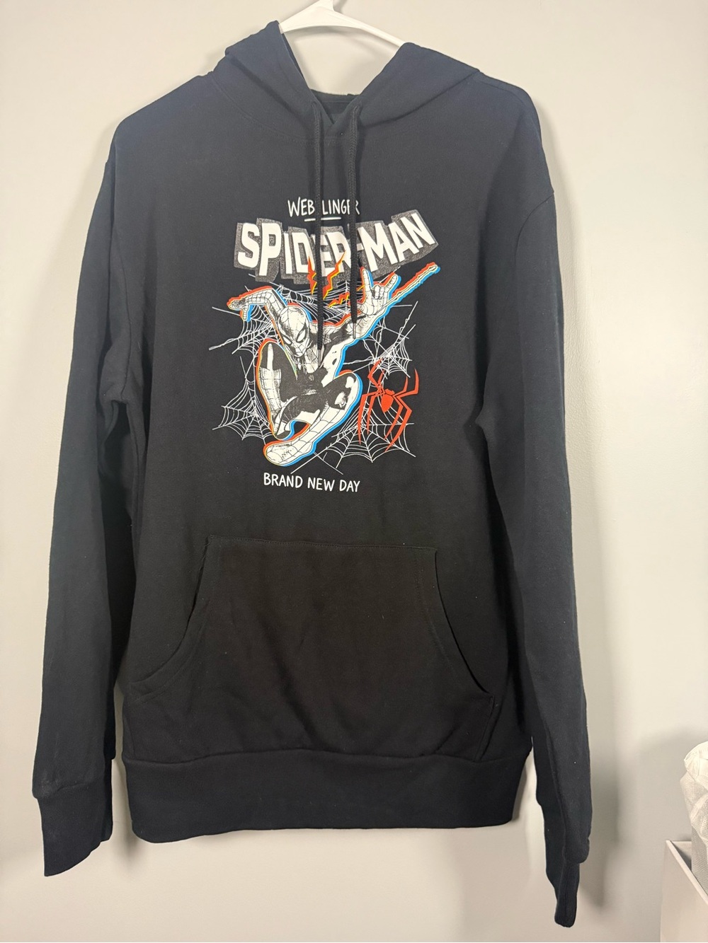 Spiderman Black Hoodie with Multicolor Graphic